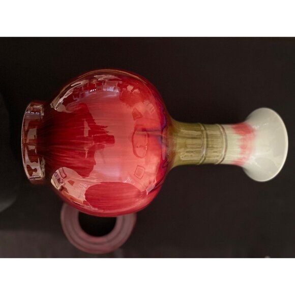 Vase, XL, 16”T, Yabian Chinese Flambé Drip Glaze, Red,Purple,Green,VTG*Rare* - Picture 12 of 16